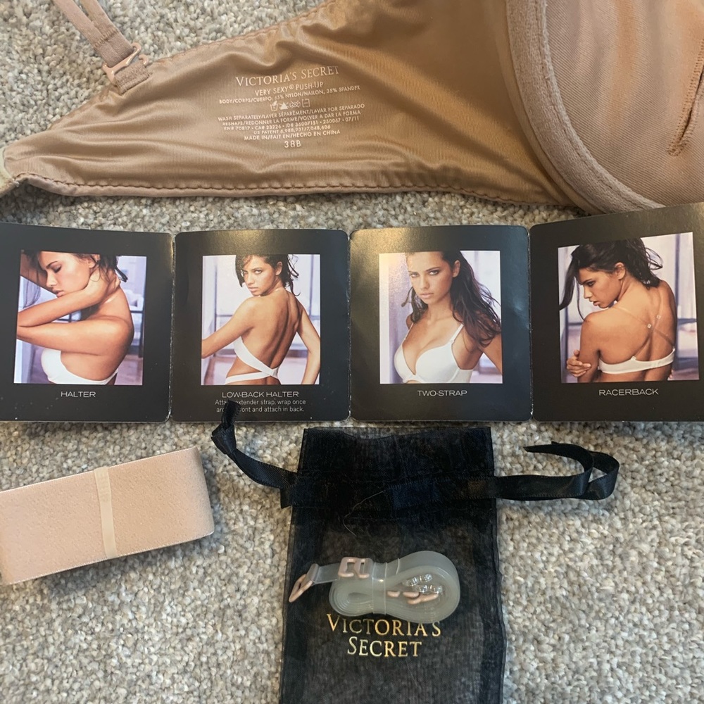 Victoria’s Secret Convertible Very Sexy Push up bra 38B beige. Padding removed
